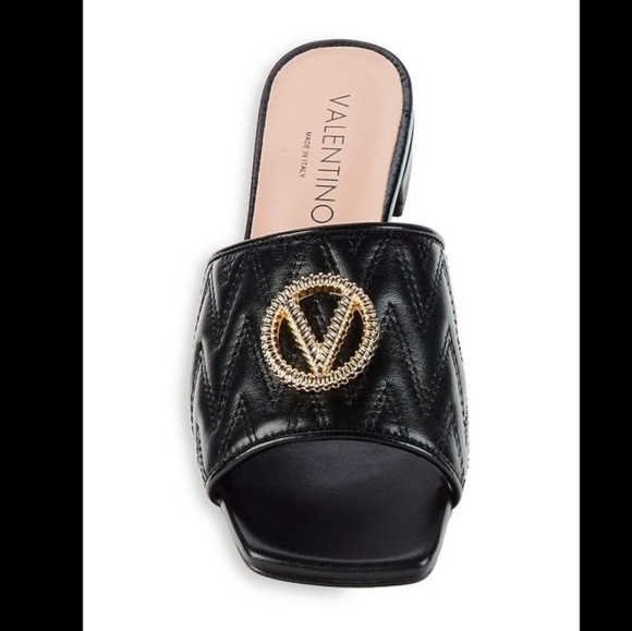 VALENTINO BY MARIO VALENTINO BLACK FLAT SANDALS